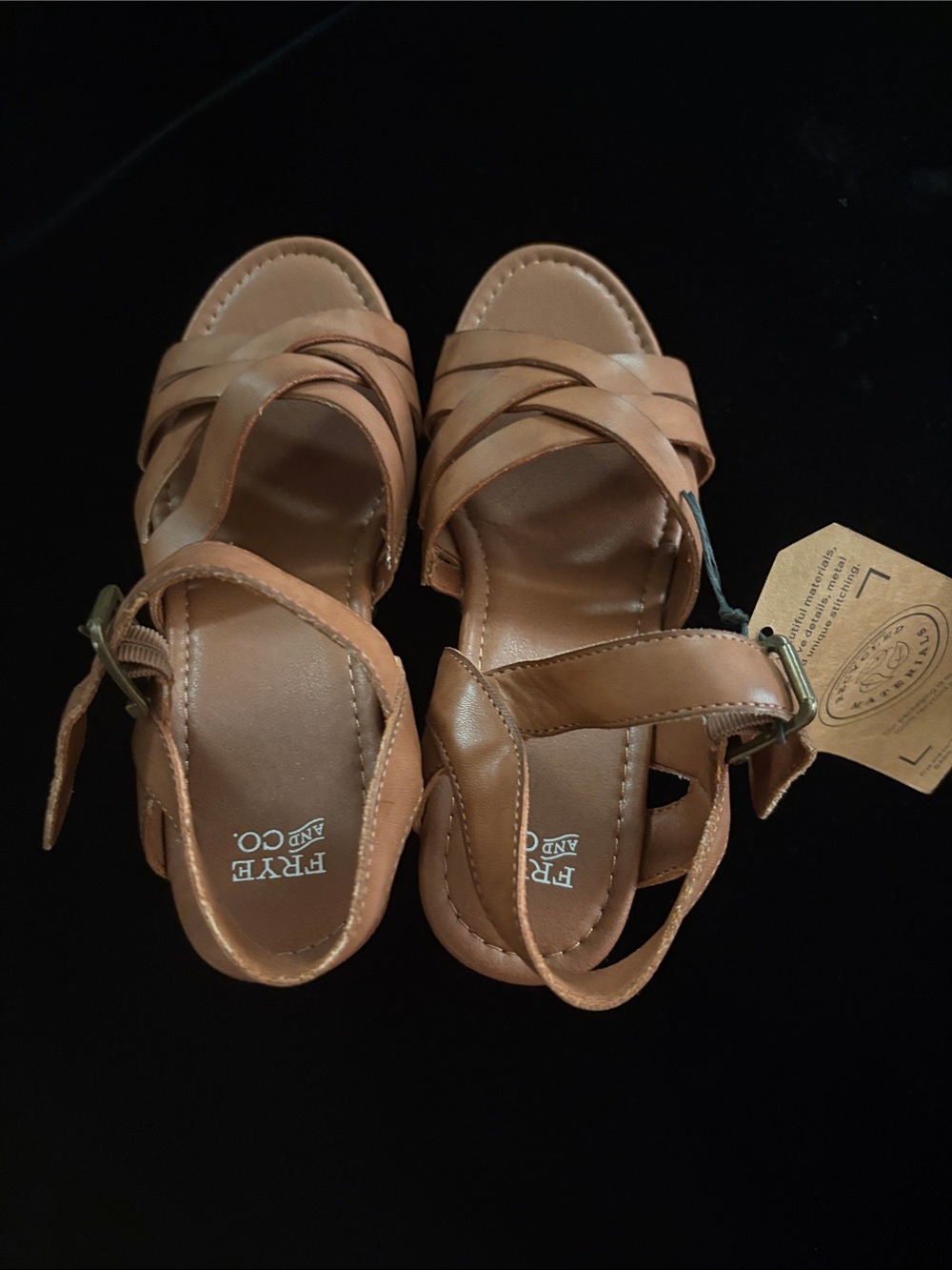 FRYE AND CO. Tan Leather Strappy Buckle Sandals